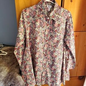 Swish Womens Purple & Pink Floral Tunic Blouse Size Medium